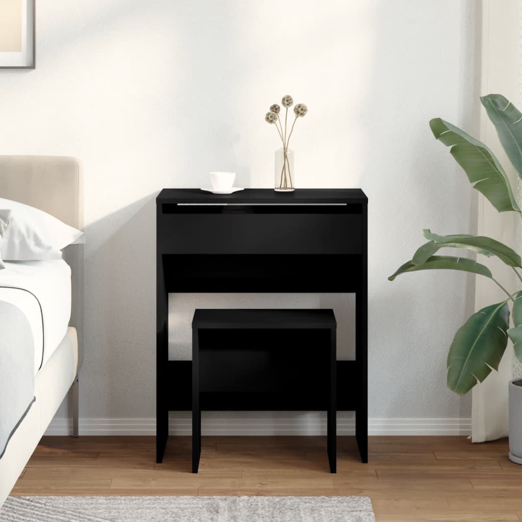Vidaxl kaptafel met krukje 60x40x113,5 cm zwart