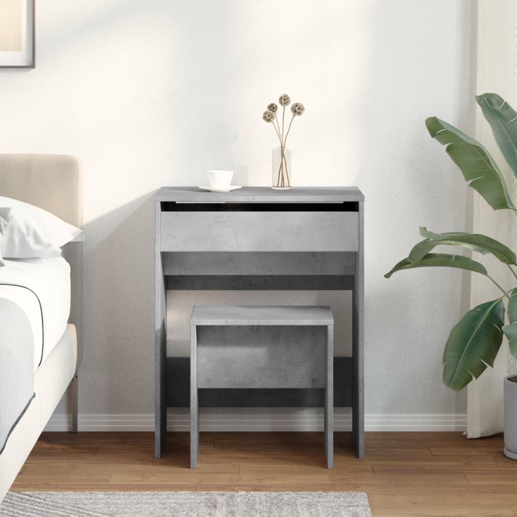 Vidaxl kaptafel met krukje 60x40x113,5 cm betongrijs