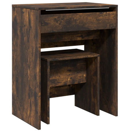 Vidaxl kaptafel met krukje 60x40x113,5 cm gerookt eikenkleurig