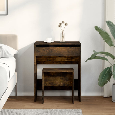 Vidaxl kaptafel met krukje 60x40x113,5 cm gerookt eikenkleurig