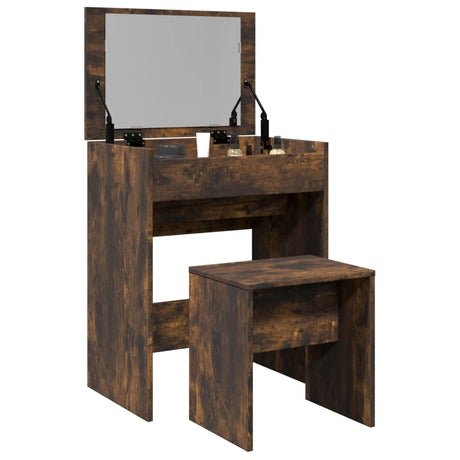 Vidaxl kaptafel met krukje 60x40x113,5 cm gerookt eikenkleurig
