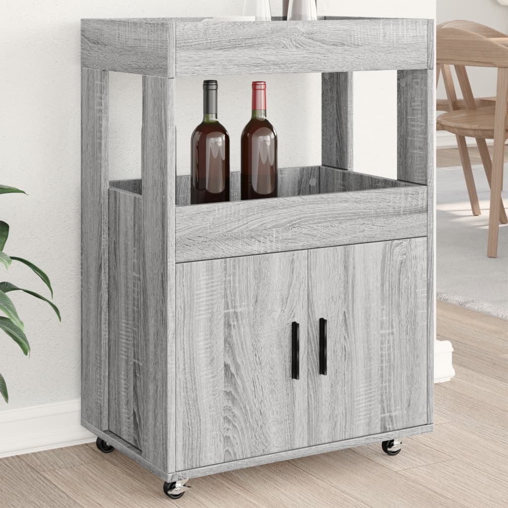 Vidaxl drankkar 60x39,5x89 cm bewerkt hout grijs sonoma eikenkleurig