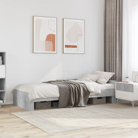 Vidaxl bedframe bewerkt hout betongrijs 75x190 cm