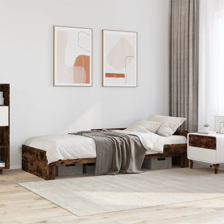 Vidaxl bedframe zonder matras hout gerookt eikenkleurig 75x190 cm