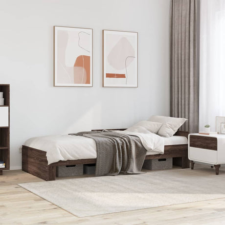 Vidaxl bedframe zonder matras bewerkt hout bruin eikenkleur 75x190 cm