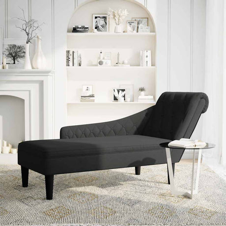 Vidaxl chaise longue met kussen en rechterarmleuning stof zwart