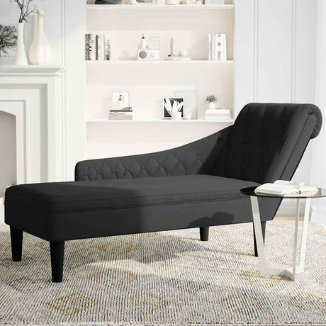 Vidaxl chaise longue met kussen en rechterarmleuning stof zwart