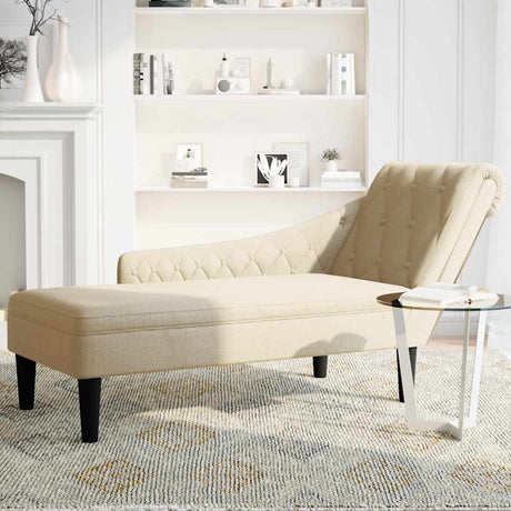 Vidaxl chaise longue met kussen en rechterarmleuning stof crèmekleurig