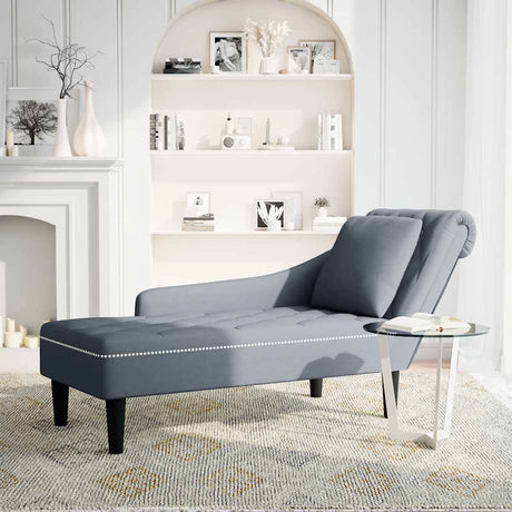 Vidaxl chaise longue met kussen rechterarmleuning fluweel donkergrijs
