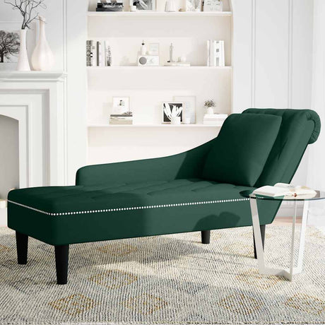 Vidaxl chaise longue met kussen rechterarmleuning fluweel donkergroen