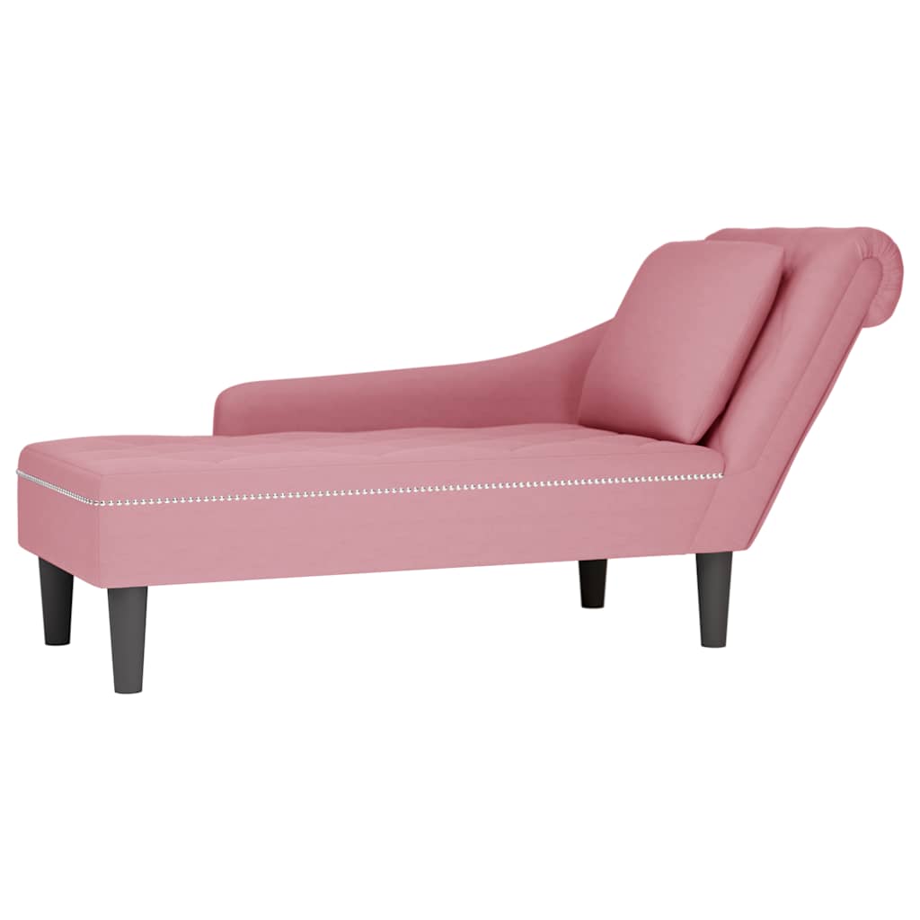 Vidaxl chaise longue met kussen en rechterarmleuning fluweel roze