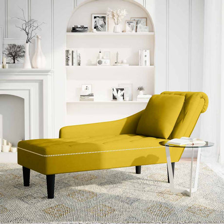 Vidaxl chaise longue met kussen en rechterarmleuning fluweel geel