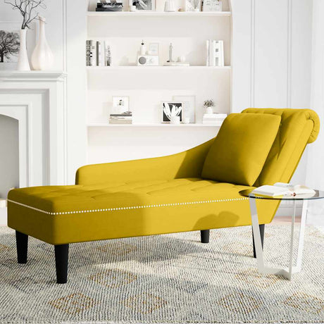 Vidaxl chaise longue met kussen en rechterarmleuning fluweel geel