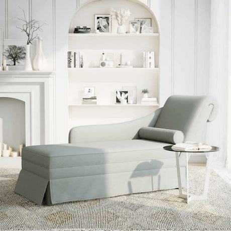 Vidaxl chaise longue met bolster rechterarmleuning fluweel lichtgrijs