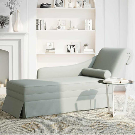 Vidaxl chaise longue met bolster rechterarmleuning fluweel lichtgrijs