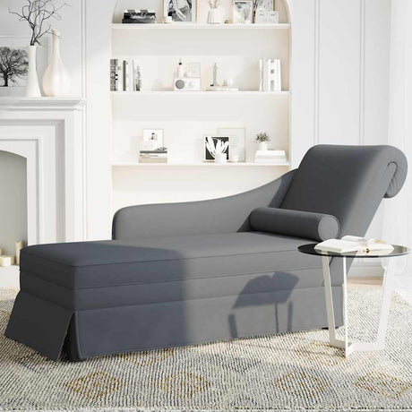 Vidaxl chaise longue met bolster rechterarmleuning fluweel donkergrijs