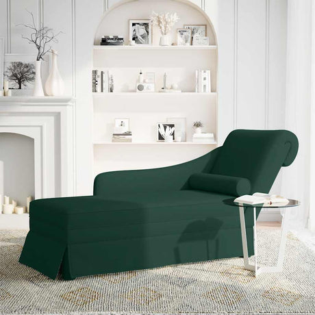 Vidaxl chaise longue met bolster rechterarmleuning fluweel donkergroen