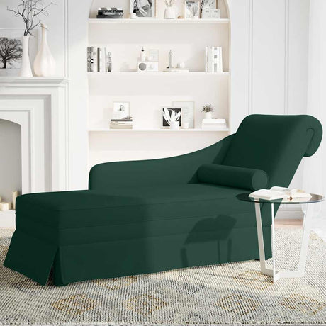Vidaxl chaise longue met bolster rechterarmleuning fluweel donkergroen