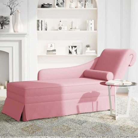 Vidaxl chaise longue met bolster en rechterarmleuning fluweel roze