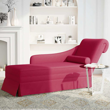 Vidaxl chaise longue met bolster en rechterarmleuning fluweel wijnrood