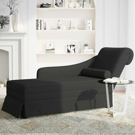 Vidaxl chaise longue met bolster en rechterarmleuning fluweel zwart