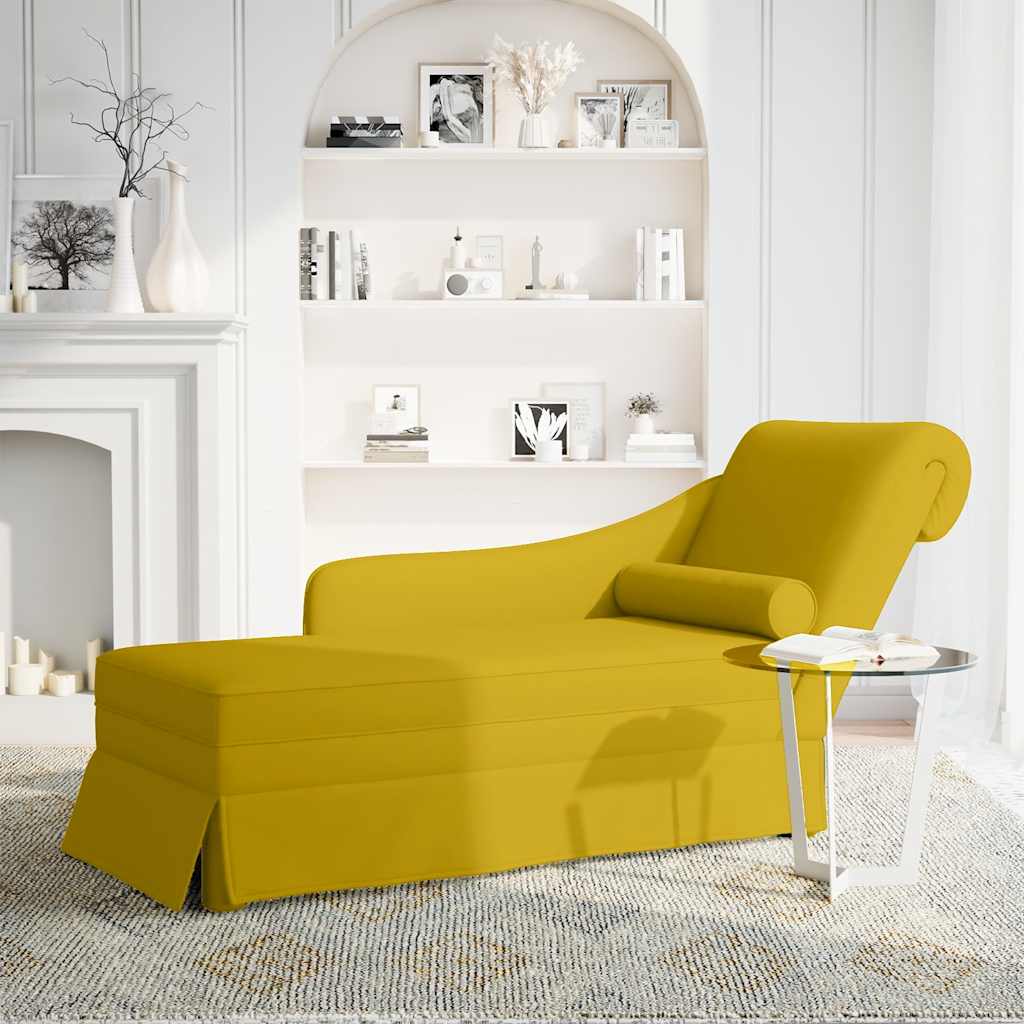 Vidaxl chaise longue met bolster en rechterarmleuning fluweel geel