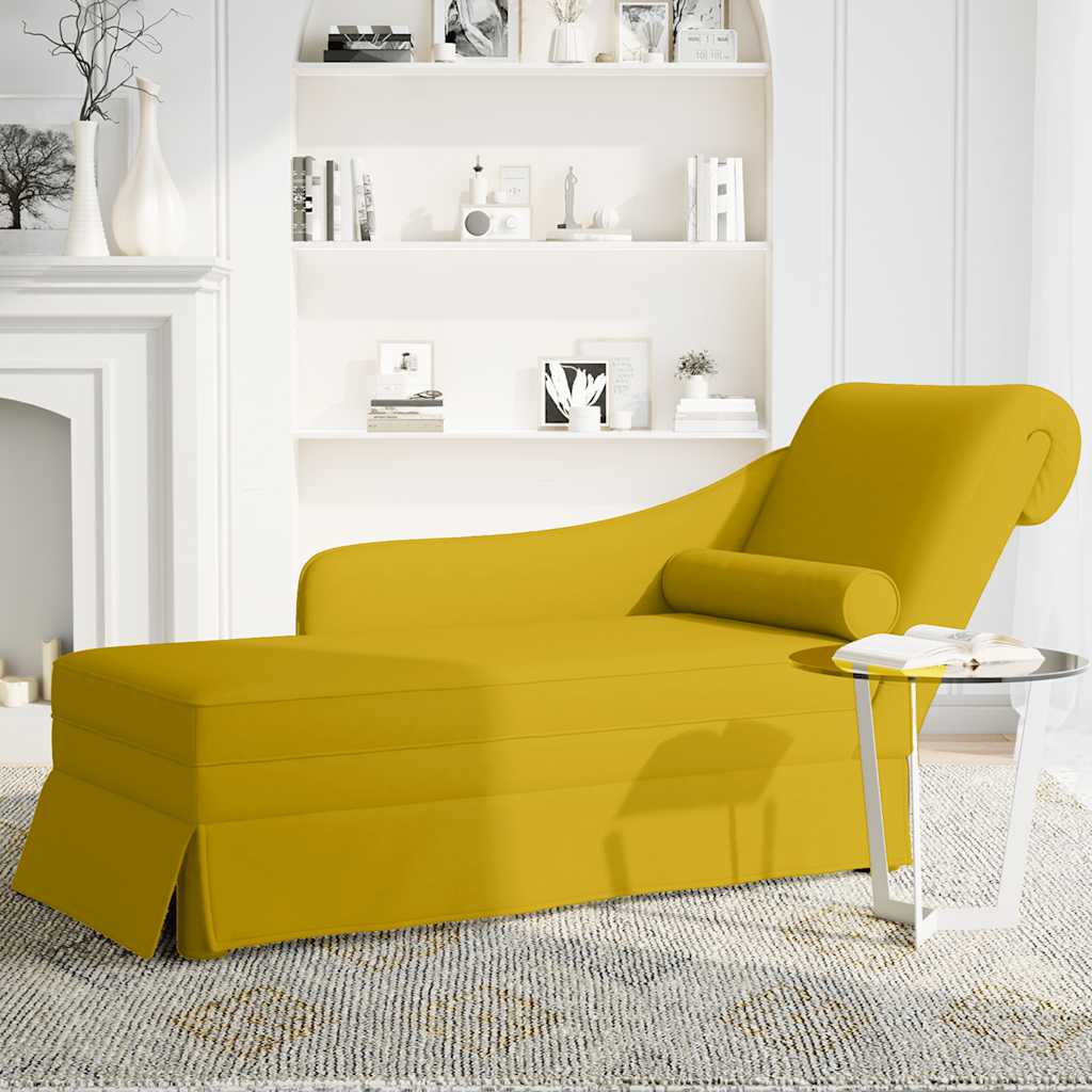 Vidaxl chaise longue met bolster en rechterarmleuning fluweel geel