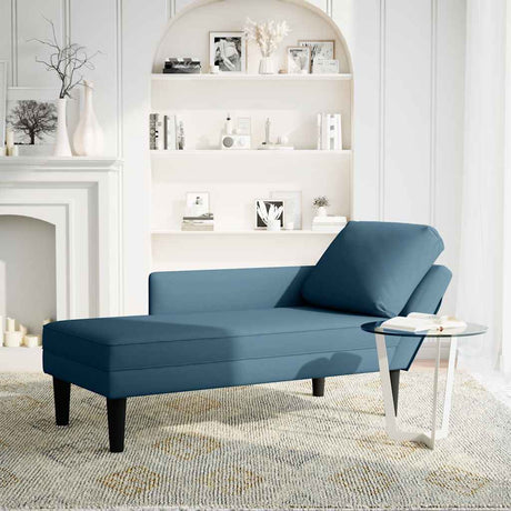 Vidaxl chaise longue met kussen en rechterarmleuning fluweel blauw
