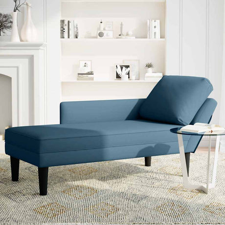 Vidaxl chaise longue met kussen en rechterarmleuning fluweel blauw
