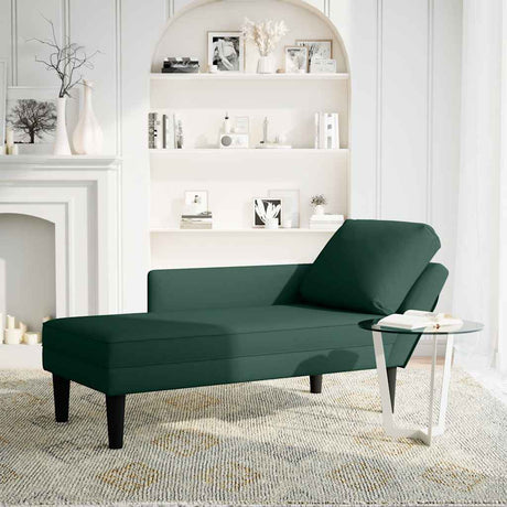 Vidaxl chaise longue met kussen rechterarmleuning fluweel donkergroen