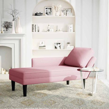 Vidaxl chaise longue met kussen en rechterarmleuning fluweel roze