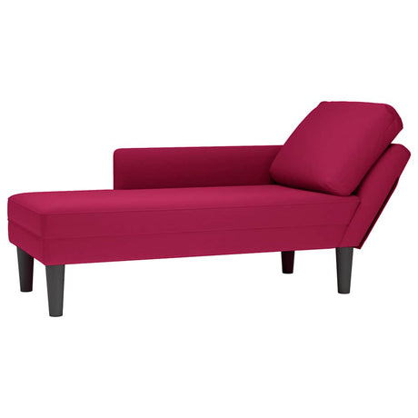Vidaxl chaise longue met kussen en rechterarmleuning fluweel wijnrood