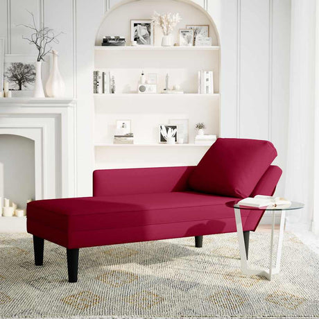 Vidaxl chaise longue met kussen en rechterarmleuning fluweel wijnrood