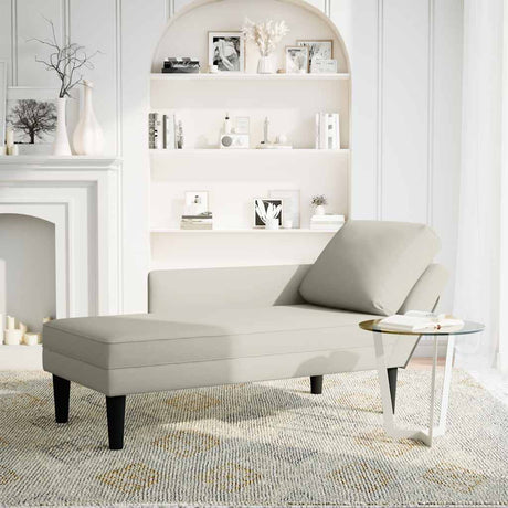 Vidaxl chaise longue met kussen rechterarmleuning fluweel crèmekleurig