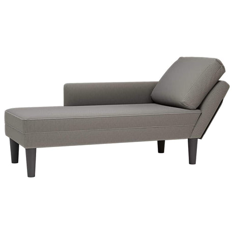 Vidaxl chaise longue met kussen corduroy stof lichtgrijs