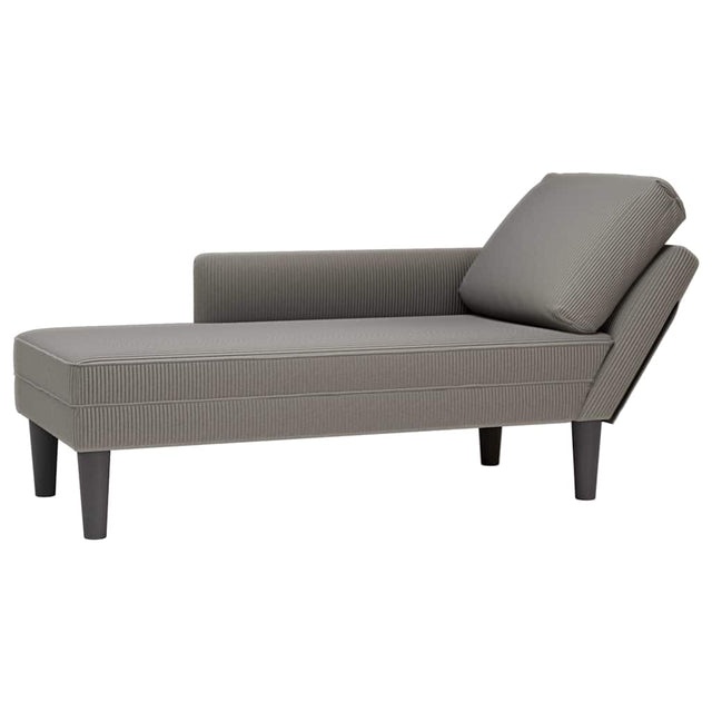 Vidaxl chaise longue met kussen corduroy stof lichtgrijs