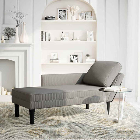 Vidaxl chaise longue met kussen corduroy stof lichtgrijs