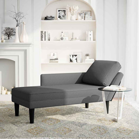 Vidaxl chaise longue met kussen corduroy stof donkergrijs