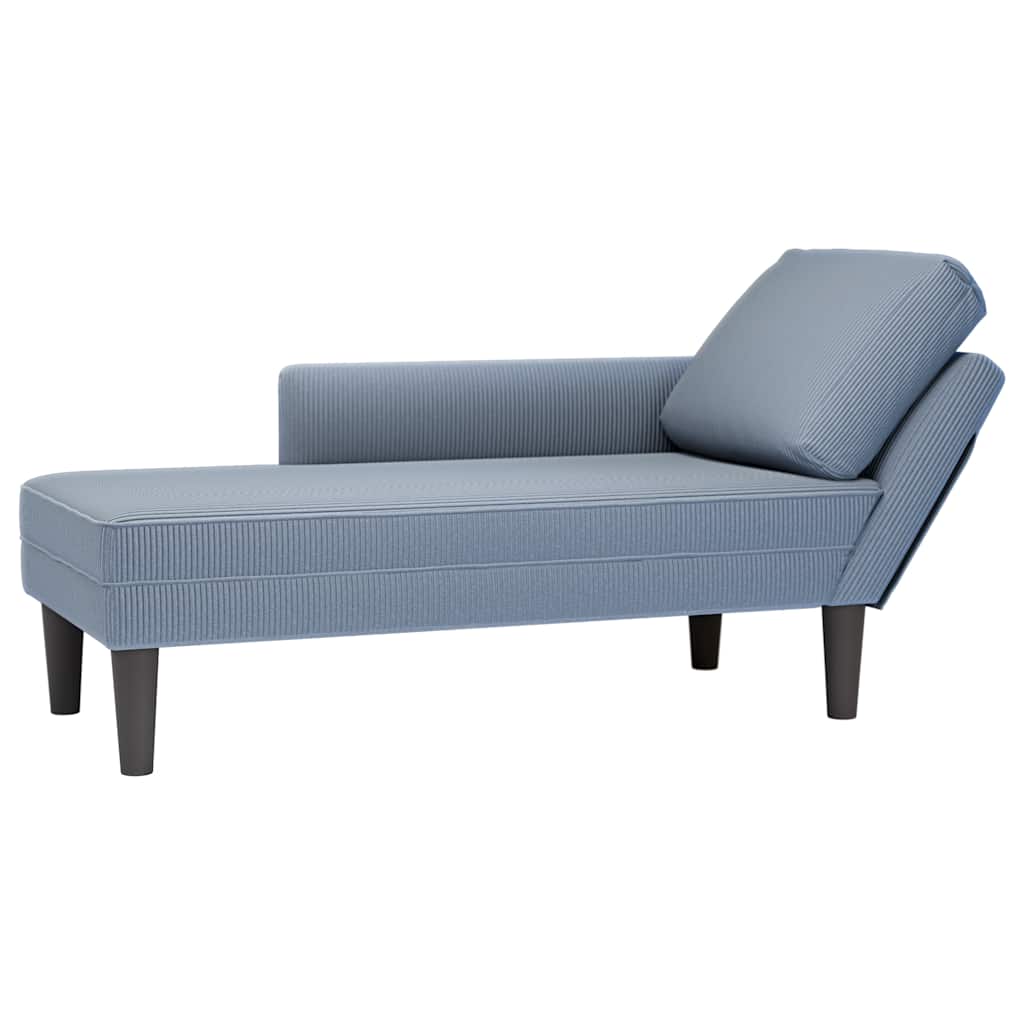 Vidaxl chaise longue met kussen corduroy stof blauw