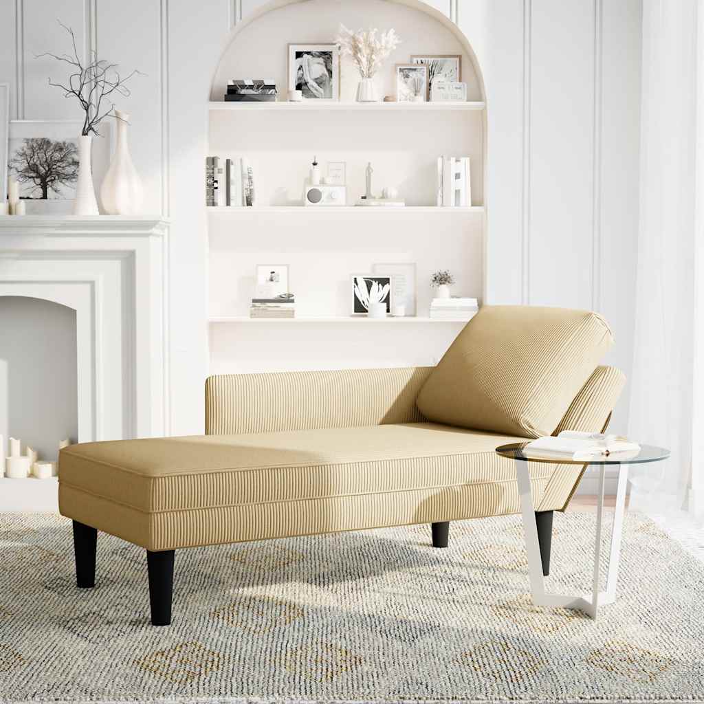 Vidaxl chaise longue met kussen corduroy stof grijsgroen