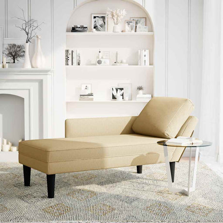 Vidaxl chaise longue met kussen corduroy stof grijsgroen