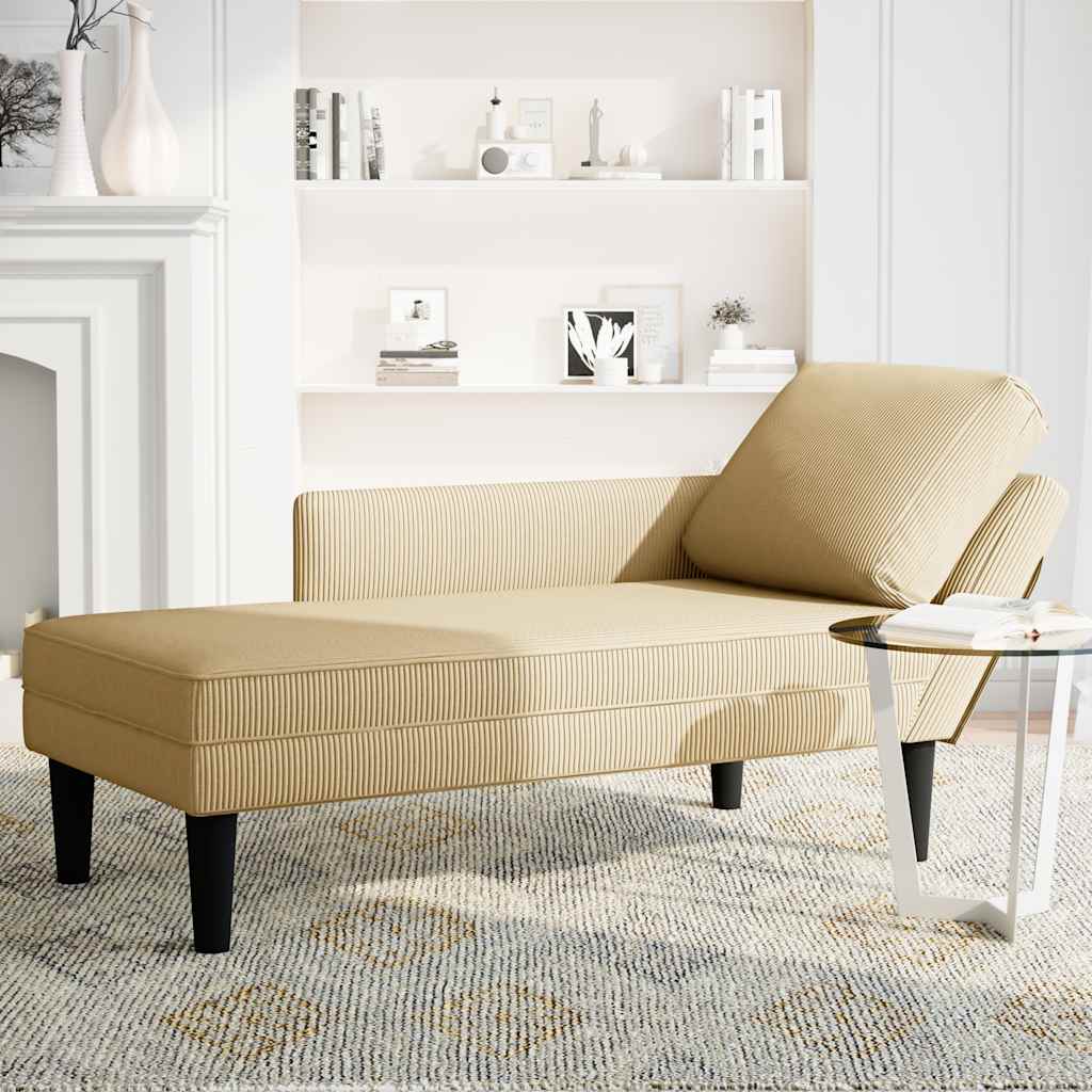 Vidaxl chaise longue met kussen corduroy stof grijsgroen