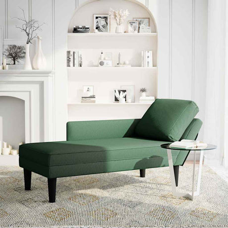 Vidaxl chaise longue met kussen corduroy stof donkergroen