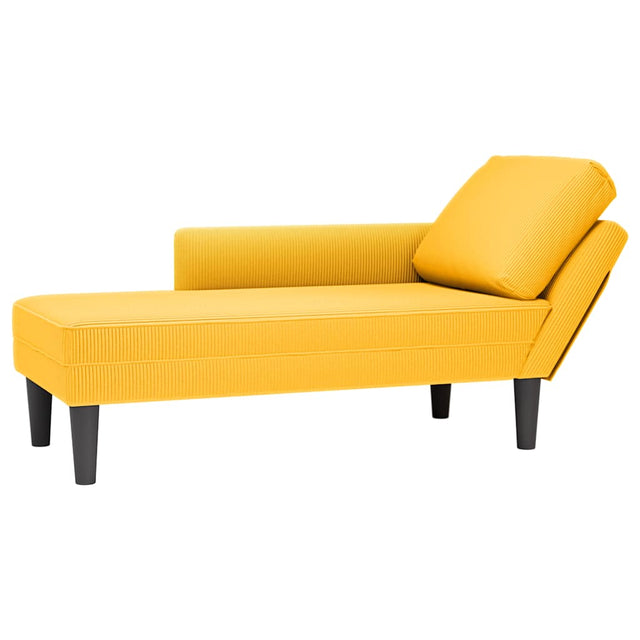 Vidaxl chaise longue met kussen corduroy stof lichtgeel