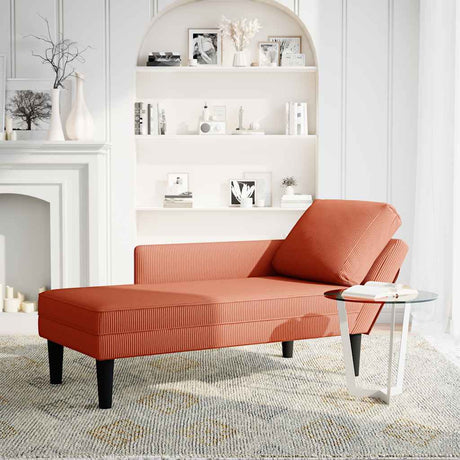 Vidaxl chaise longue met kussen corduroy stof rood oranje
