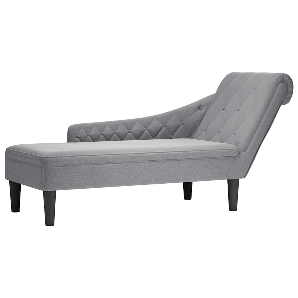 Vidaxl chaise longue met kussen en rechterarmleuning stof lichtgrijs