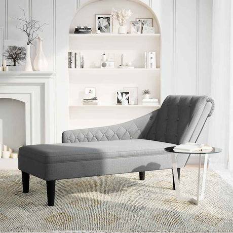 Vidaxl chaise longue met kussen en rechterarmleuning stof lichtgrijs