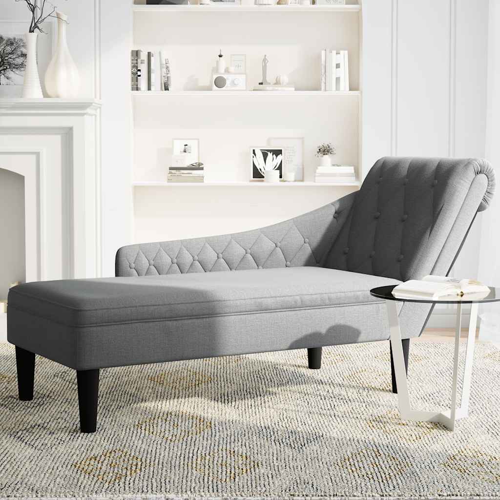 Vidaxl chaise longue met kussen en rechterarmleuning stof lichtgrijs