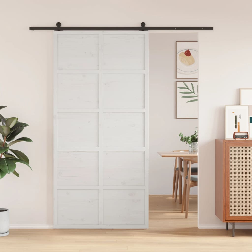 Vidaxx Schiebetür 100x208 cm Kiefer massiv weiß