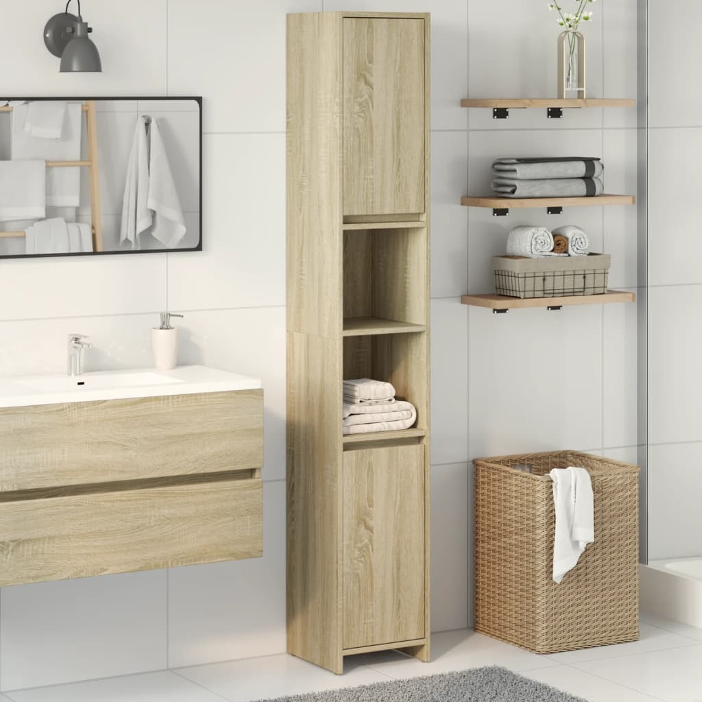 Vidaxl badkamerkast 30x30x183,5 cm spaanplaat sonoma eikenkleurig